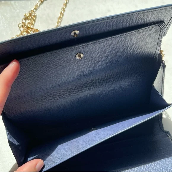 Louis Vuitton Navy Blue Epi Leather Long Wallet Snap Trifold LV with Chain 2005 - Picture 10 of 12